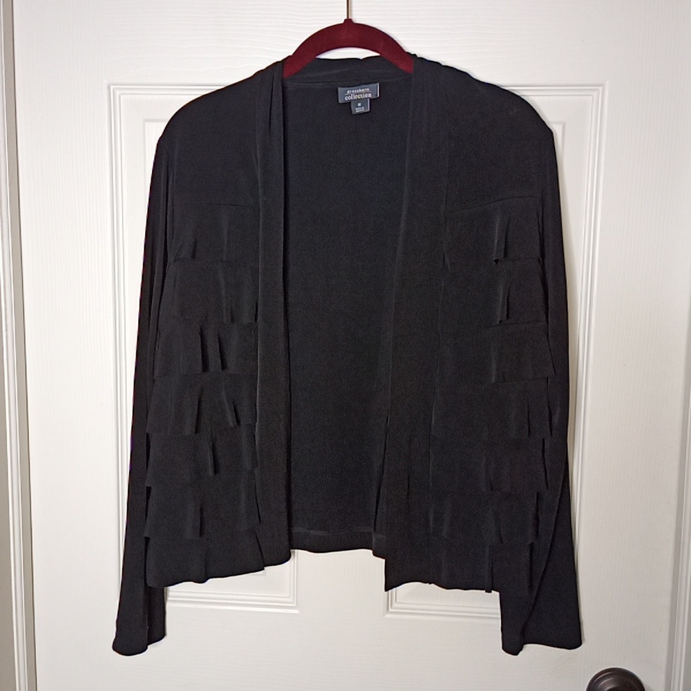 Dress Barn Collection Black Dress Over Jacket Shrug Ruffled Front Sz. 10